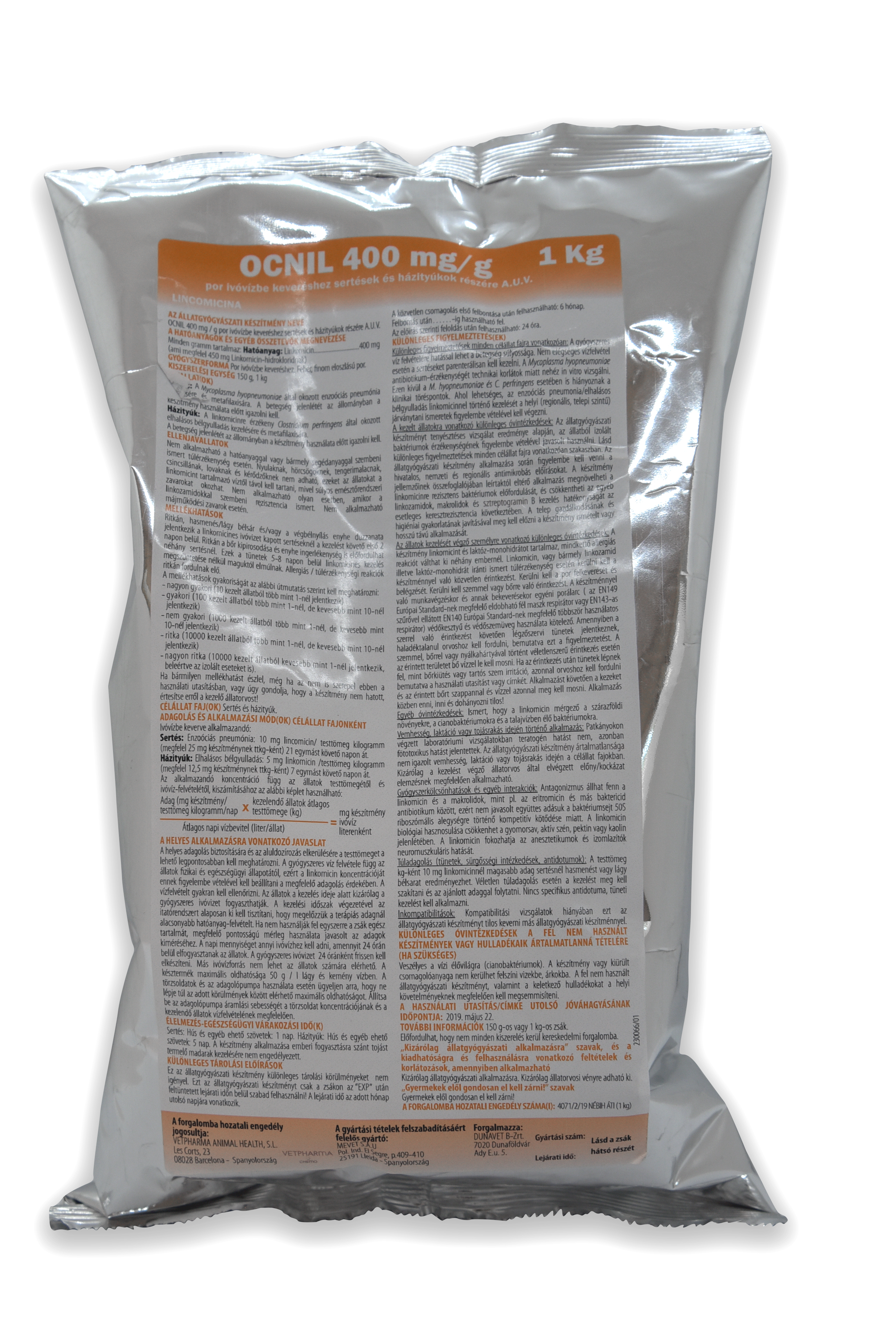 OCNIL 400 mg/g por ivóvízbe keveréshez sertések és házityúkok részére A.U.V.