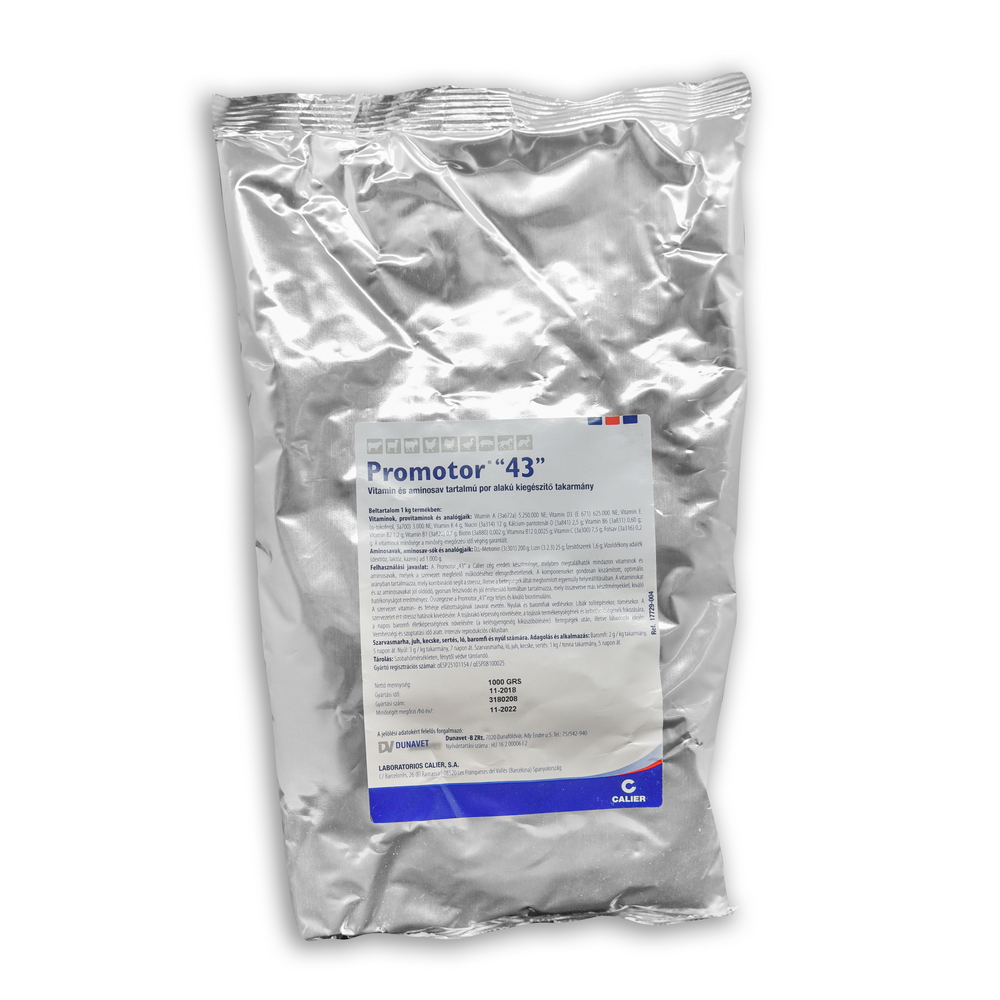 PROMOTOR 43 por alakú kiegészítő takarmány valamennyi állatfaj részére